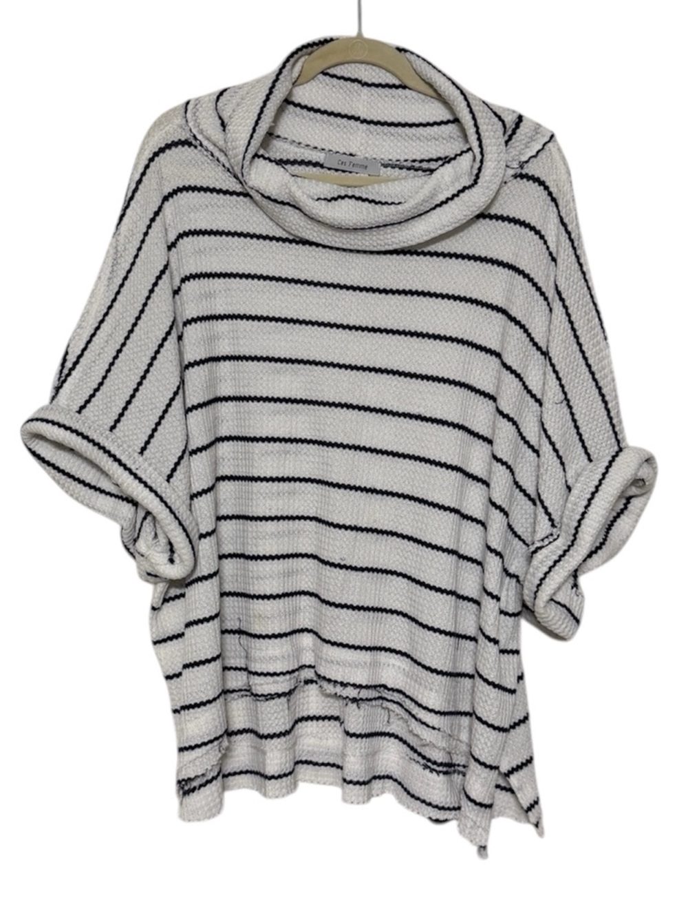 Ces Femme Waffle Turtleneck Short Sleeve Shirt Top size Large